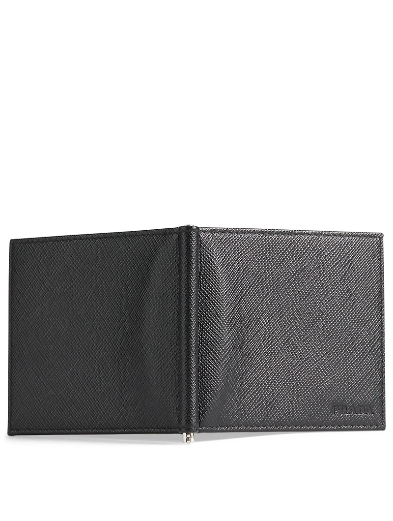 Saffiano Leather Wallet With Money Clip