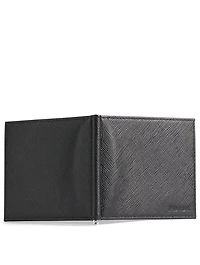 Saffiano Leather Wallet With Money Clip