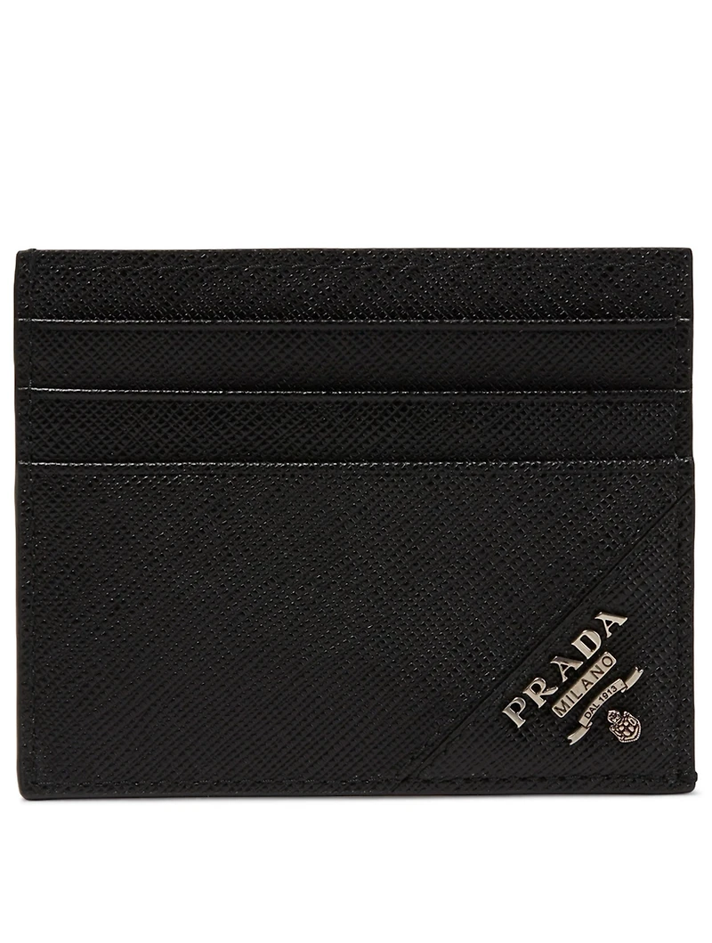 Saffiano Leather Logo Card Holder