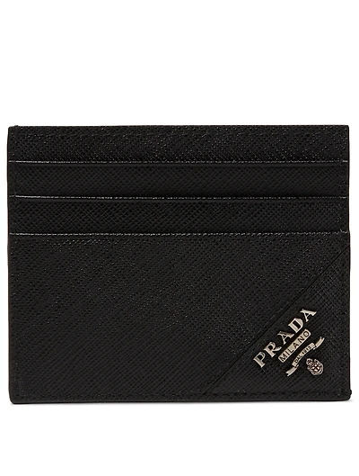Saffiano Leather Logo Card Holder