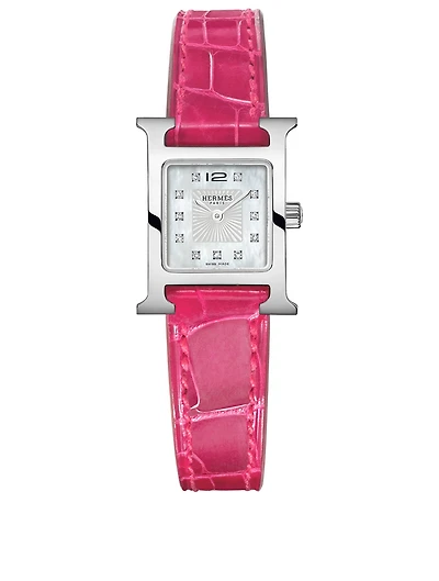 Heure H TPM Alligator Strap With Diamonds, 17.2 x 17.2mm
