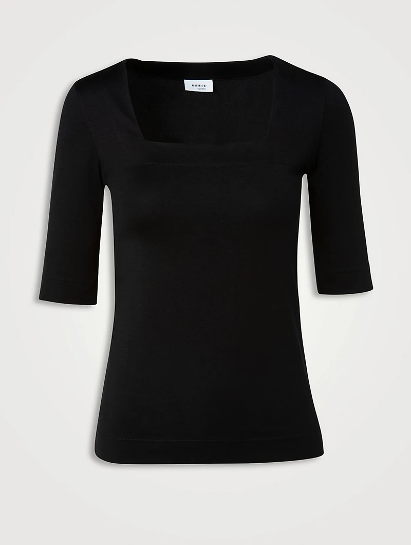 Cotton Stretch Squareneck Top