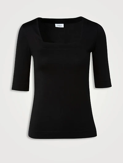Cotton Stretch Squareneck Top