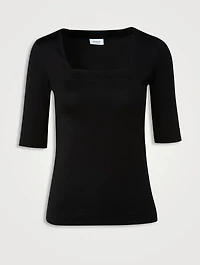 Cotton Stretch Squareneck Top