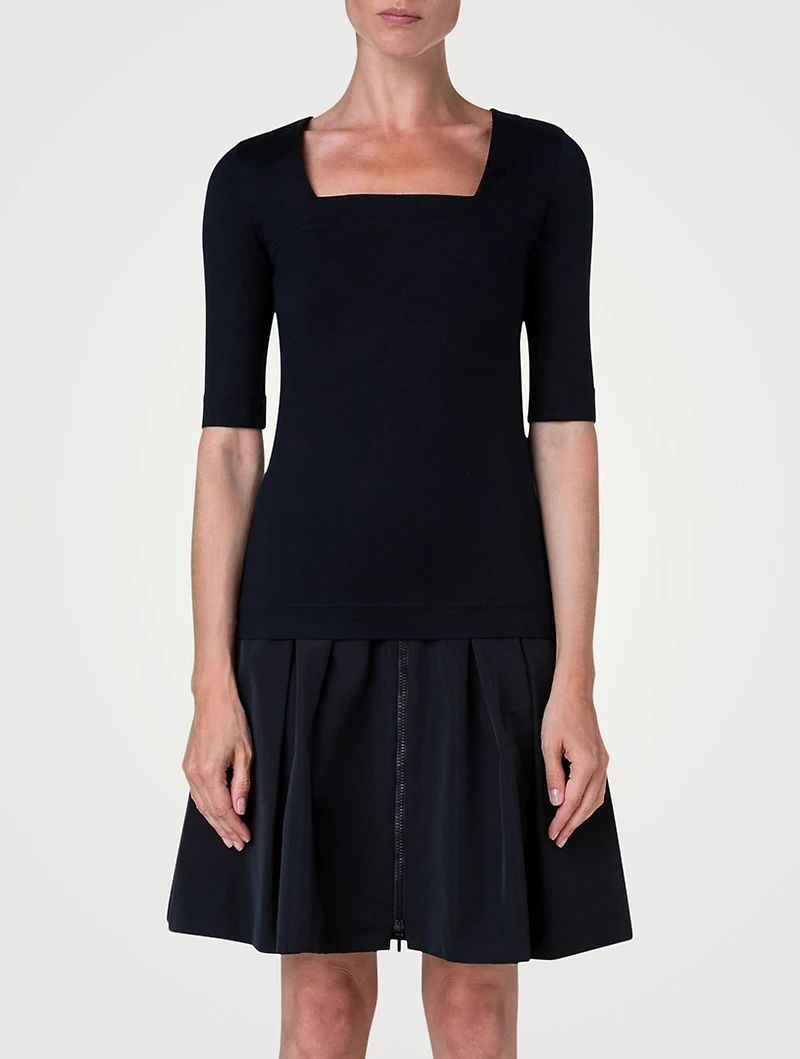 Cotton Stretch Squareneck Top