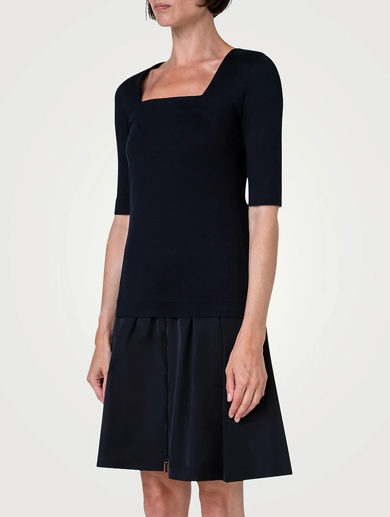 Cotton Stretch Squareneck Top