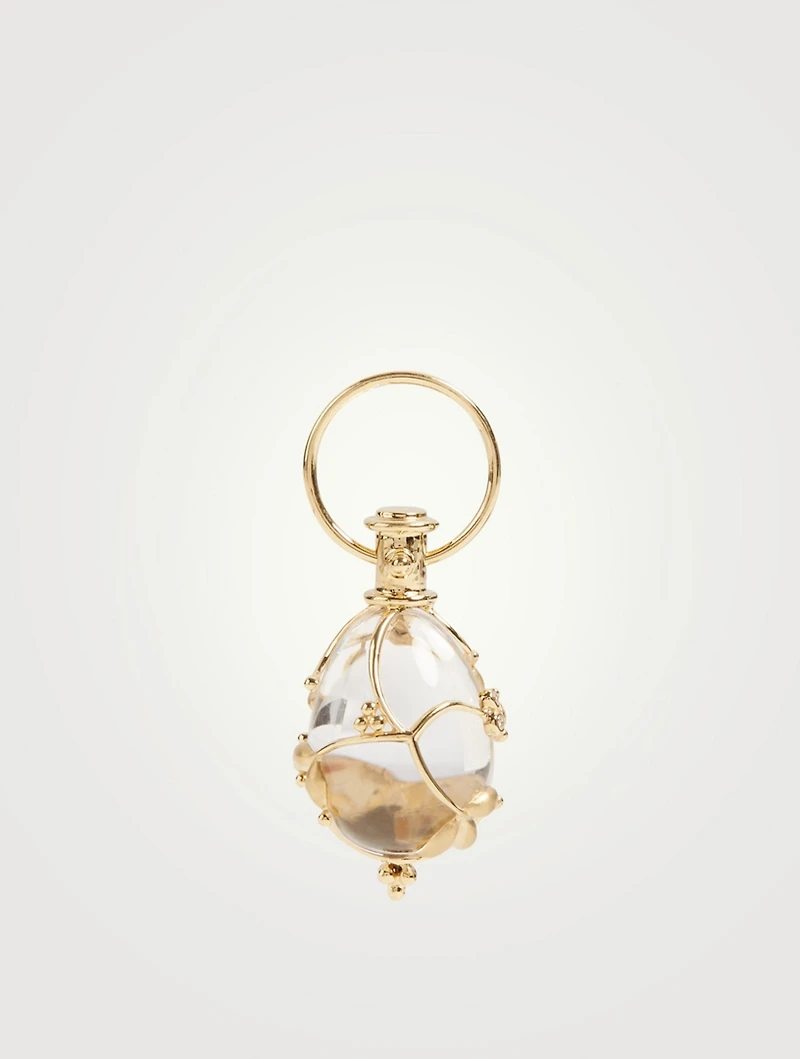 18K Gold Vine Amulet With Crystal And Diamonds