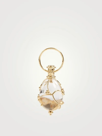 18K Gold Vine Amulet With Crystal And Diamonds