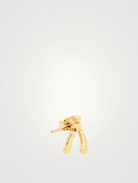 18K Gold Wishbone Stud Earrings With Diamonds