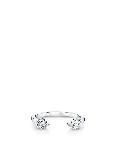 18K Gold Orbit Split Ring With Diamonds