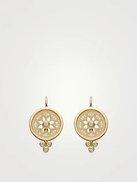 18K Gold Mandala Cutout Earrings With Diamonds