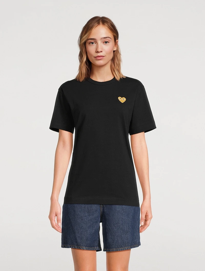 Cotton T-Shirt With Gold Heart
