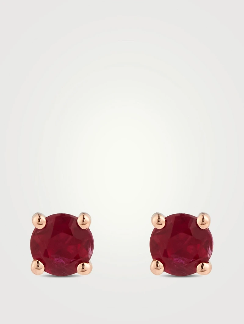 18K Rose Gold Ruby Stud Earrings