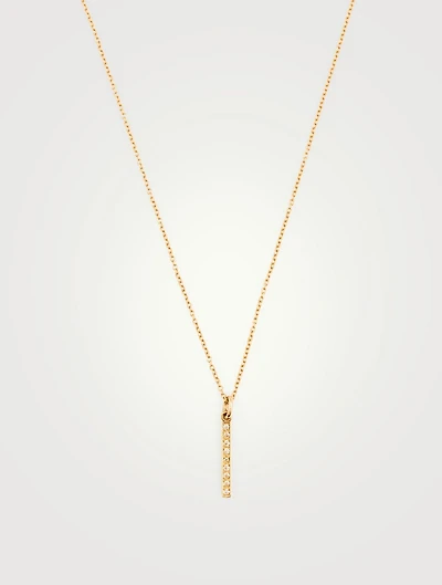 Gold Long Bar Pendant With Diamonds