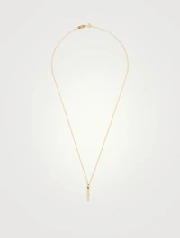 Gold Long Bar Pendant With Diamonds