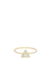 Mini 18K Gold Mother Of Pearl Inlay Ring With Diamonds