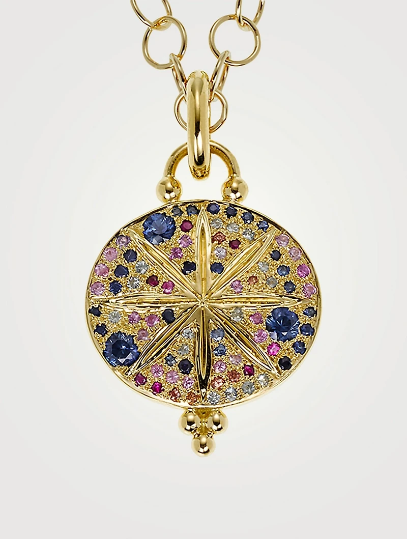 18K Gold Sorcerer Pendant With Multicolour Stones