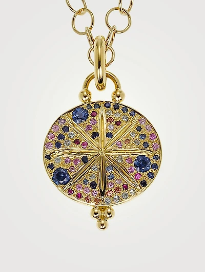 18K Gold Sorcerer Pendant With Multicolour Stones