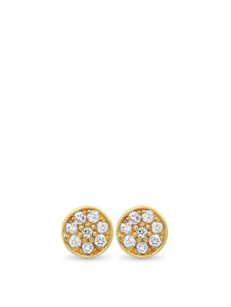 18K Gold Circle Studs With Diamonds