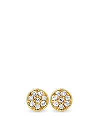 18K Gold Circle Studs With Diamonds