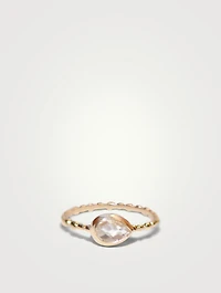 Dew Drop 14K Gold Pear Ring With Topaz