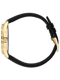 Le Marché Des Merveilles Goldtone Steel Leather Strap Watch