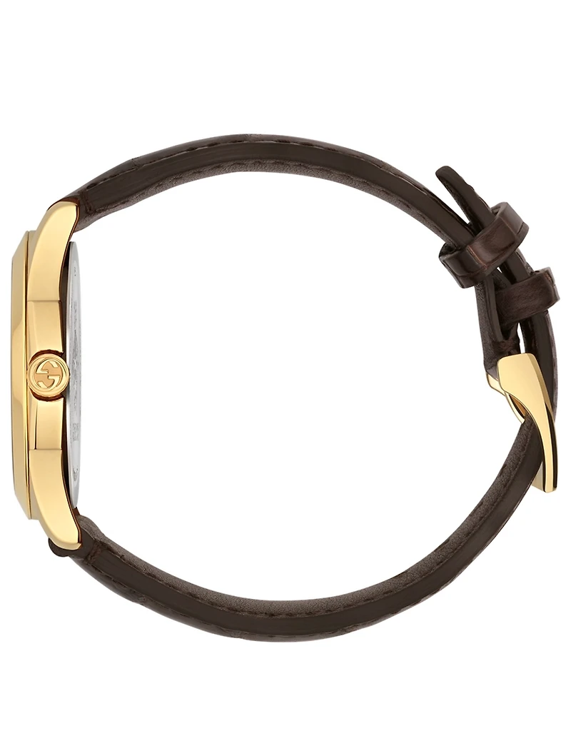 G-Timeless Goldtone Alligator Strap Watch
