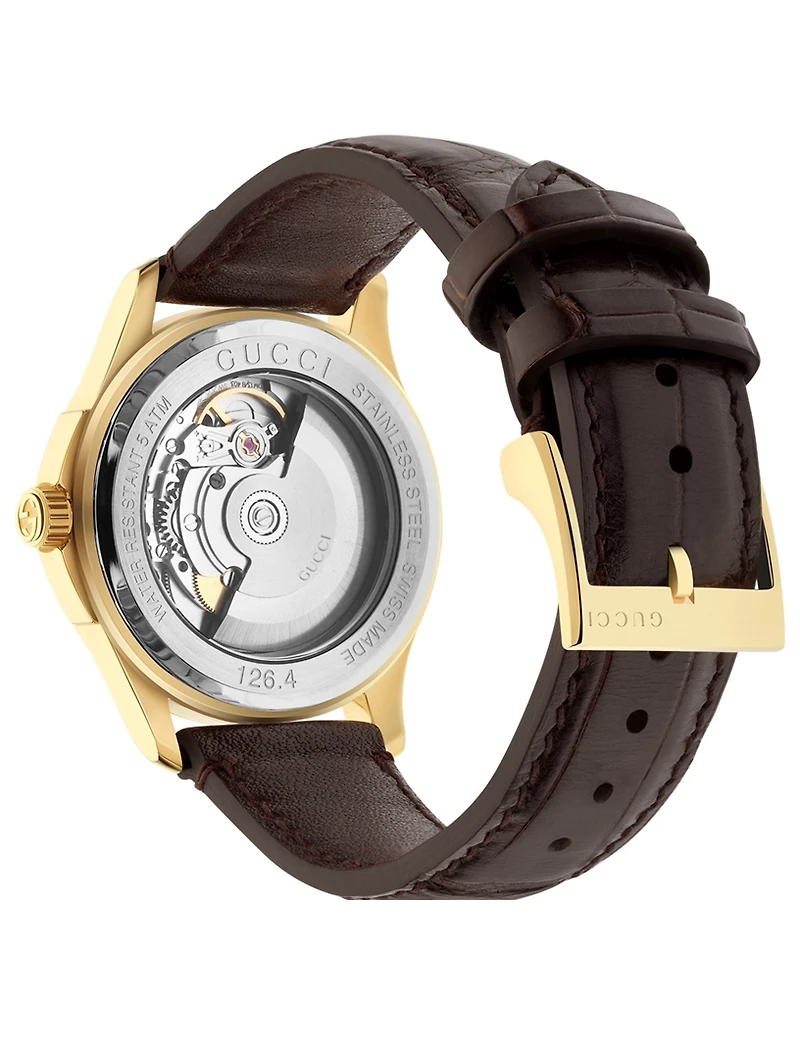 G-Timeless Goldtone Alligator Strap Watch
