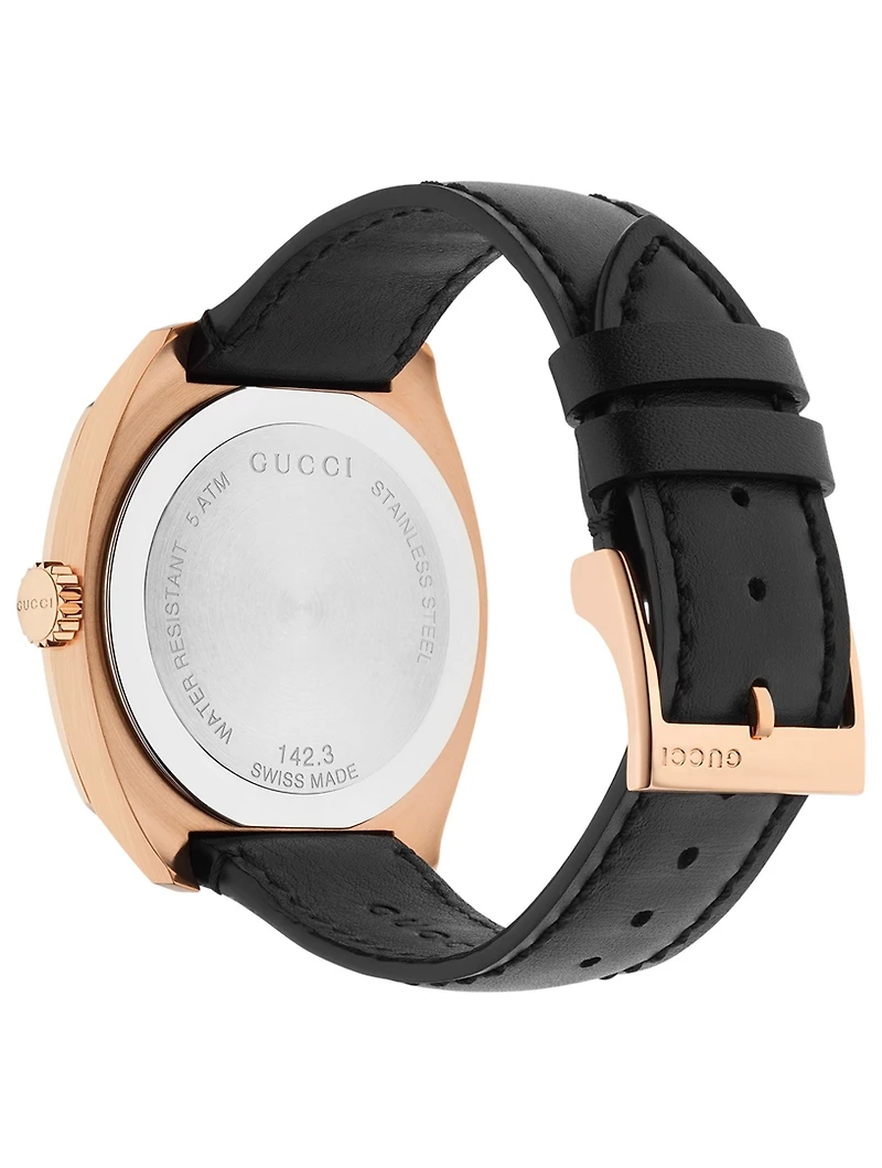 Rose Goldtone Leather Strap Watch