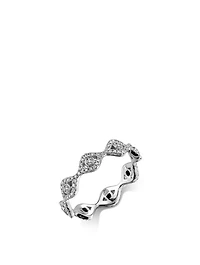 14K White Gold Evil Eye Eternity Ring With Diamonds