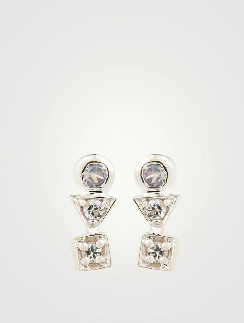 Cléo Silver Bar Studs With White Sapphire