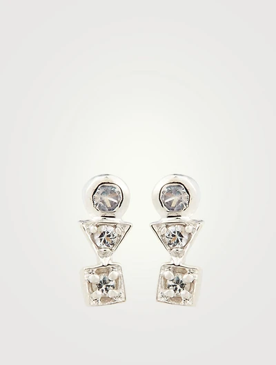 Cléo Silver Bar Studs With White Sapphire