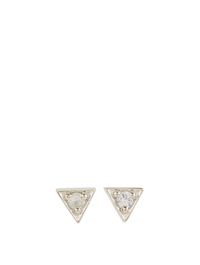 Cléo Sterling Silver Triangle Stud Earrings With White Sapphire