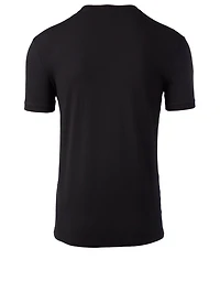 Cotton Stretch V-Neck T-Shirt With Logo Patch