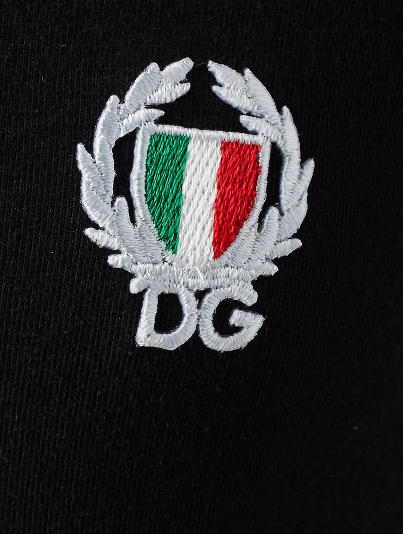 Cotton Stretch V-Neck T-Shirt With Logo Patch
