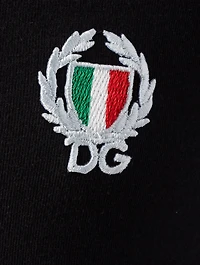 Cotton Stretch V-Neck T-Shirt With Logo Patch