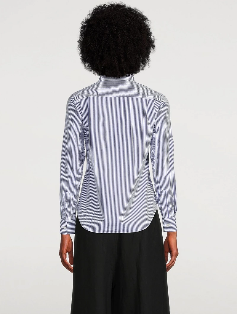 Embroidered Heart Button-Up Shirt Stripe