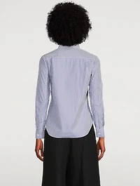 Embroidered Heart Button-Up Shirt Stripe