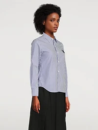 Embroidered Heart Button-Up Shirt Stripe