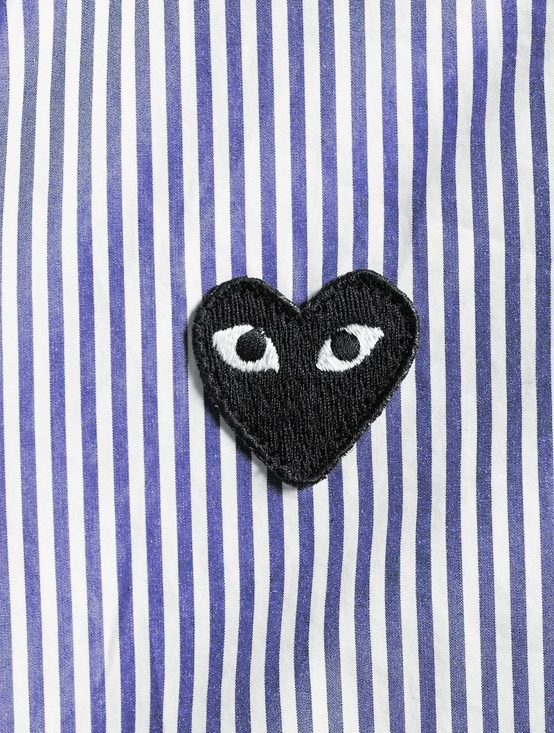 Embroidered Heart Button-Up Shirt Stripe