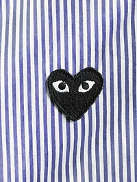 Embroidered Heart Button-Up Shirt Stripe