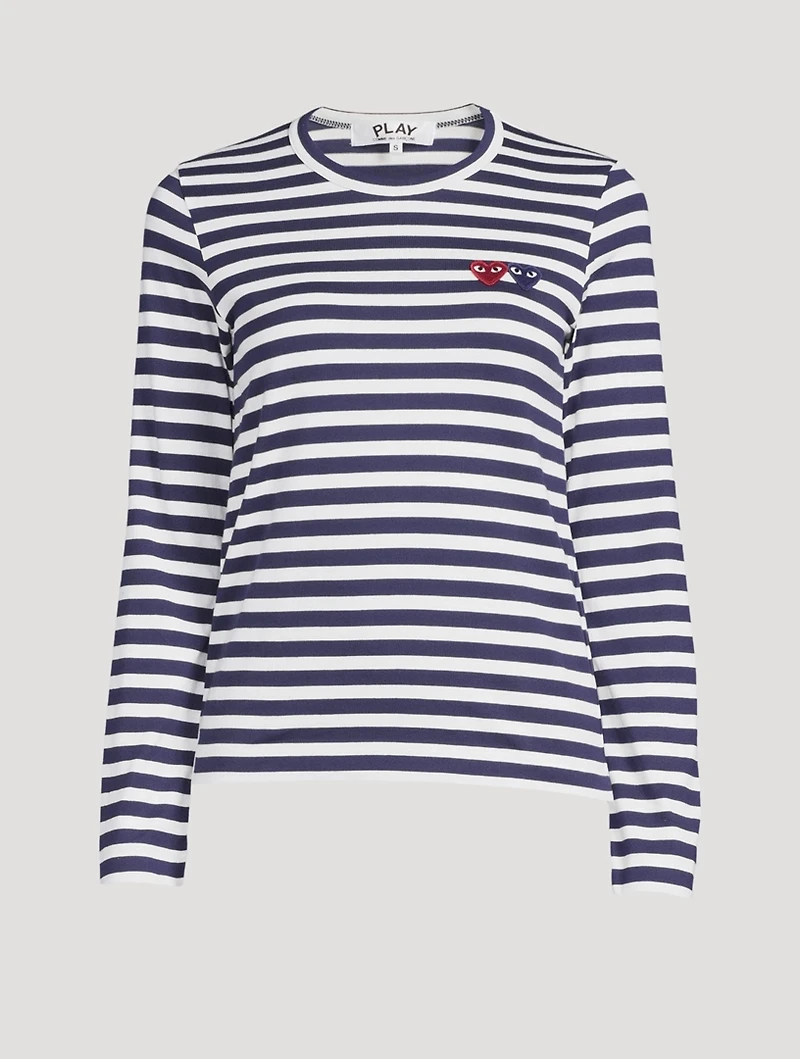 Double Heart Long Sleeve Top Stripe