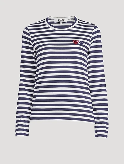 Double Heart Long Sleeve Top Stripe