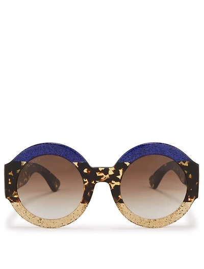 Round Glitter Stripe Sunglasses