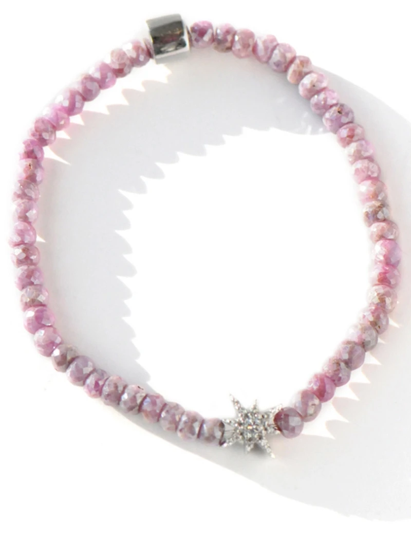 Bohème Sterling Silver Starburst Pink Silverite Bracelet With Topaz