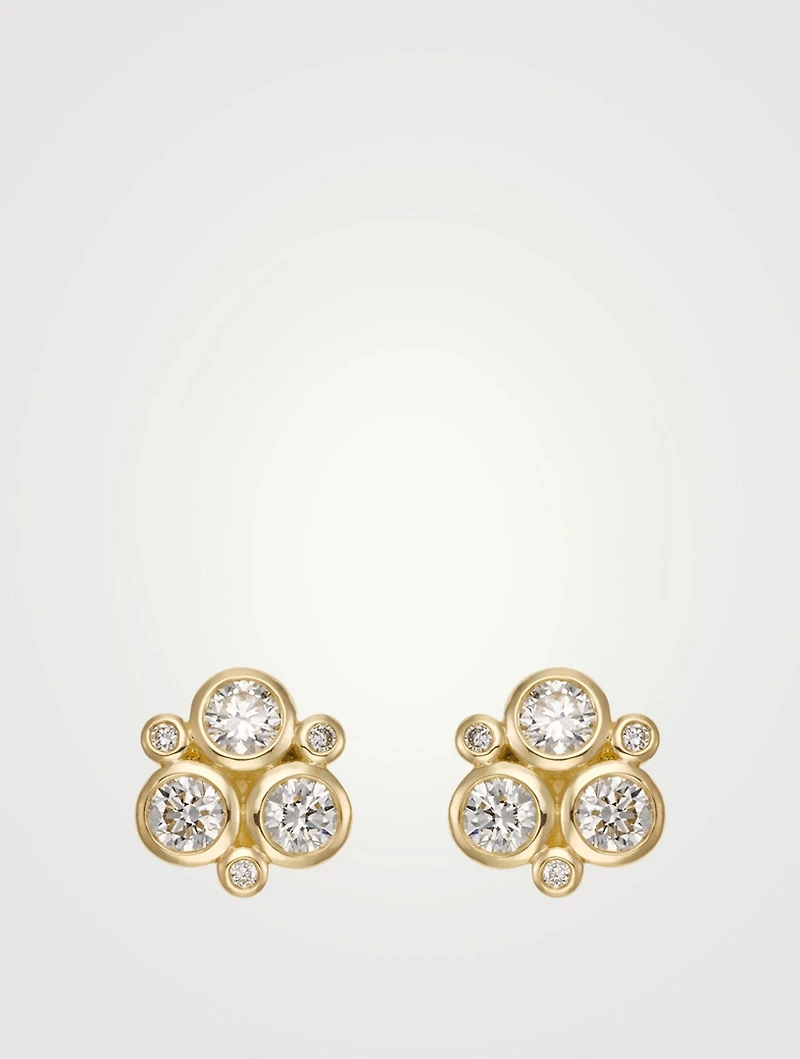 18K Gold Classic Trio Earrings With Diamonds