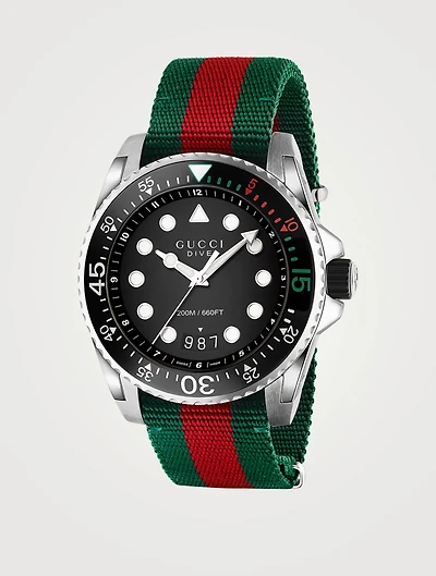 Gucci Dive Web Steel Strap Watch