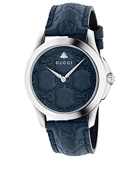 G-Timeless Stainless Steel Leather Strap Watch