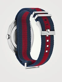 Stainless Steel Nylon Web Strap Watch