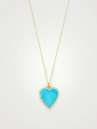 Gold Inlay Heart Necklace With Diamonds